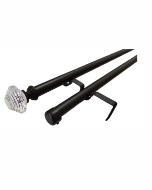Barra De Cortina Metálica Con Decoración 120cmx210cm Color Negro