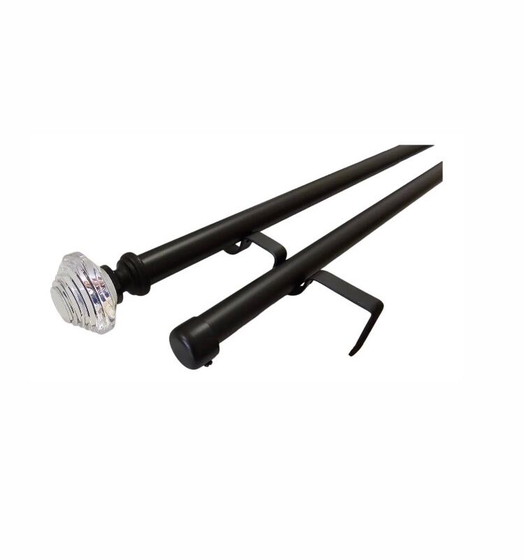 Barra De Cortina Metálica Con Decoración 120cmx210cm Color Negro