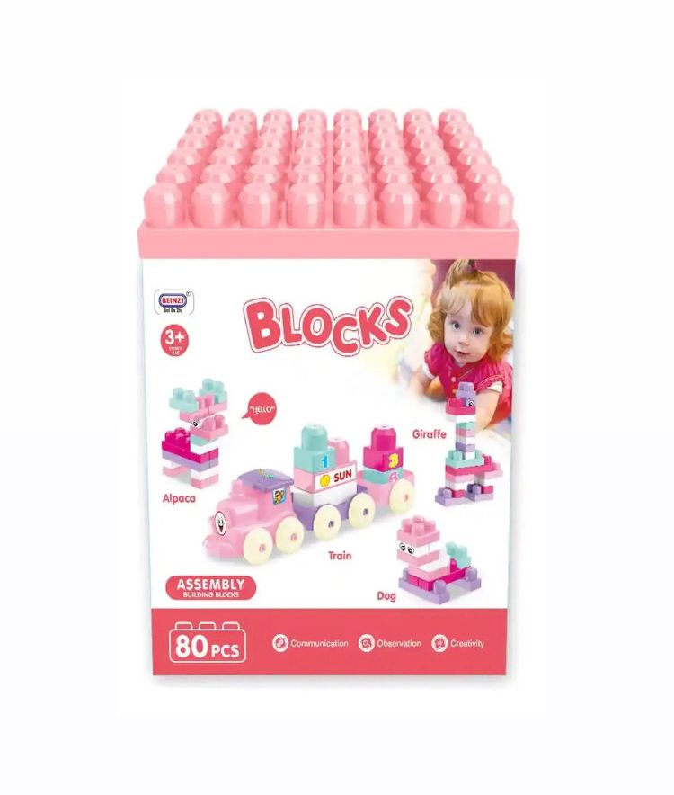 Juego Bloques De Construcción Multifigura Niñas 80pcs Rosa