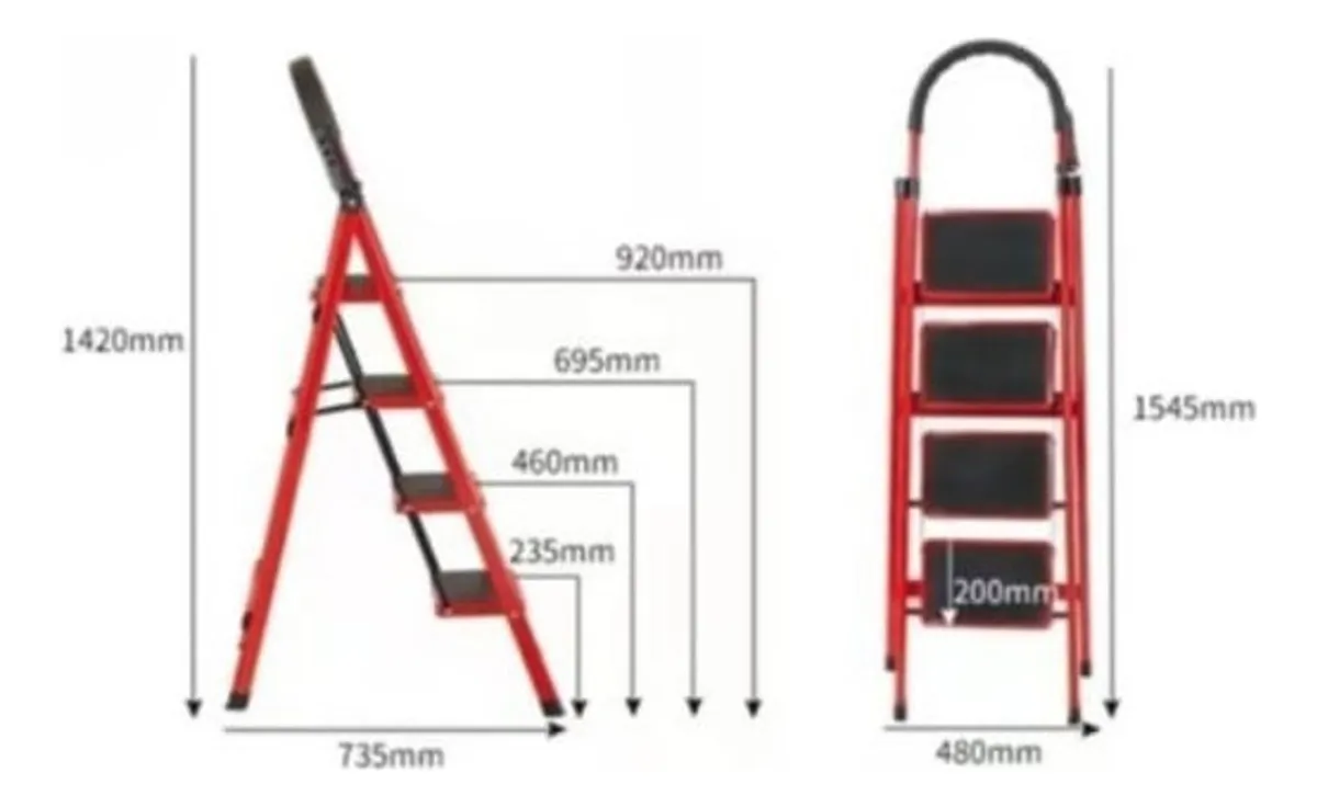 Escalera Cuatro Pasos Liviana, Plegable Y Antideslizante - Imagen 2