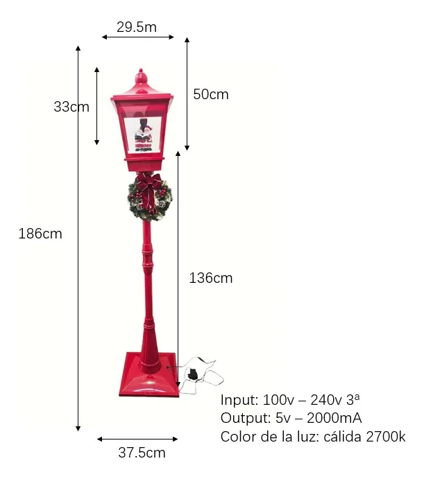 Farol Navideño Con Guirnalda, Luz Led Y Sonido 186cm - Imagen 9