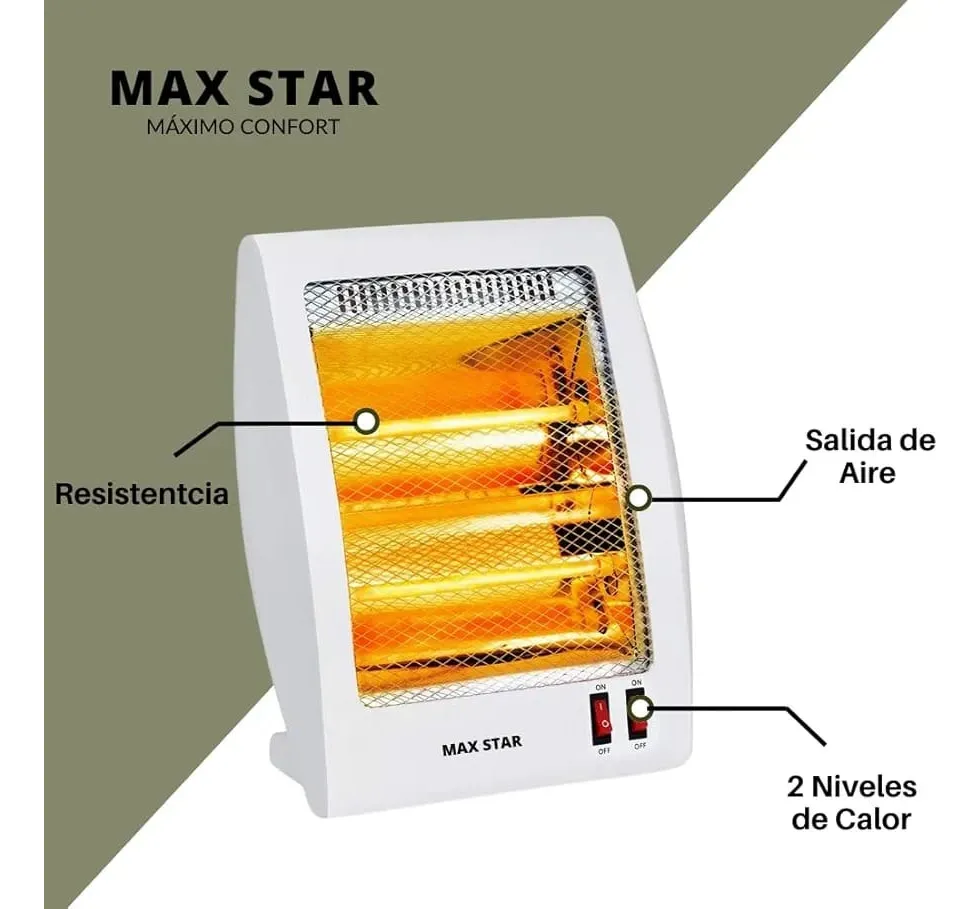 Estufa Calefactor 2 Niveles De Calor 800w - Imagen 5