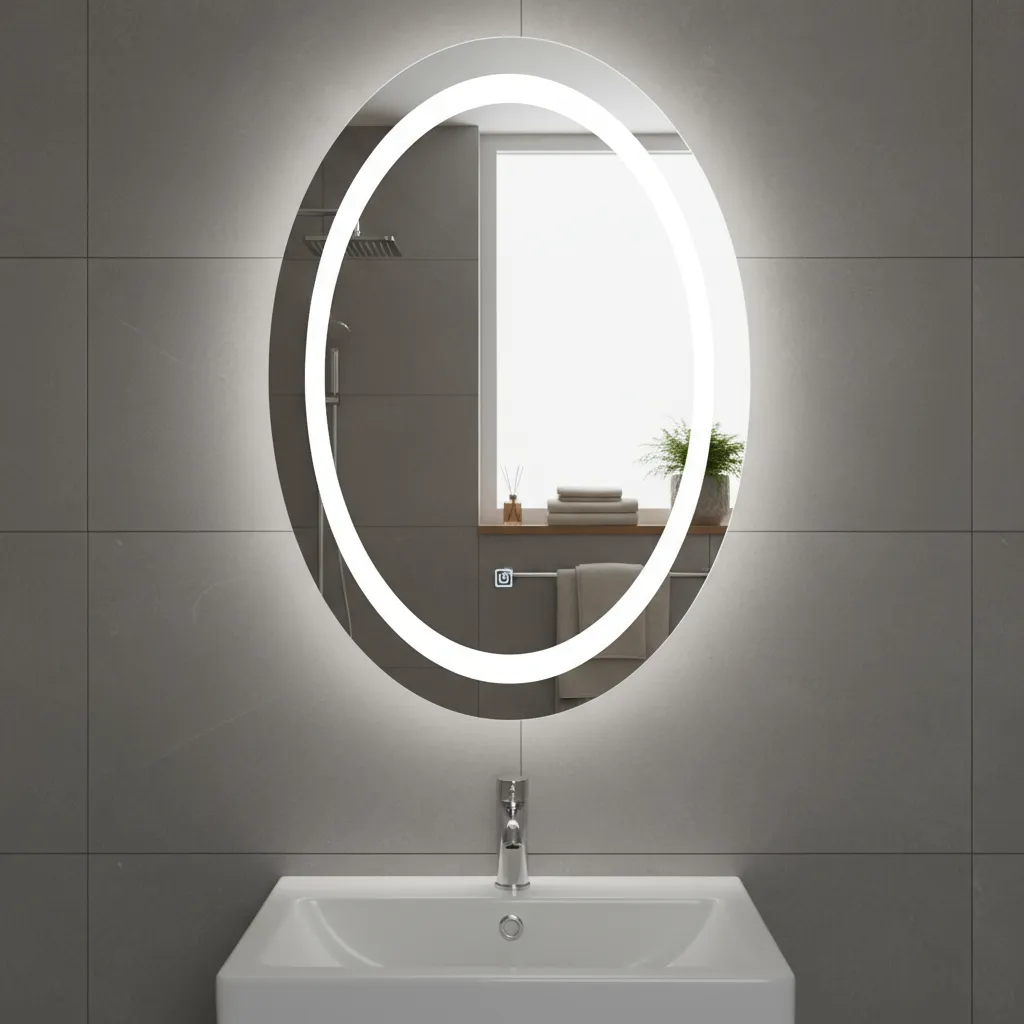 Espejo De Pared Ovalado Con Luz Led Blanco Frío - Imagen 6