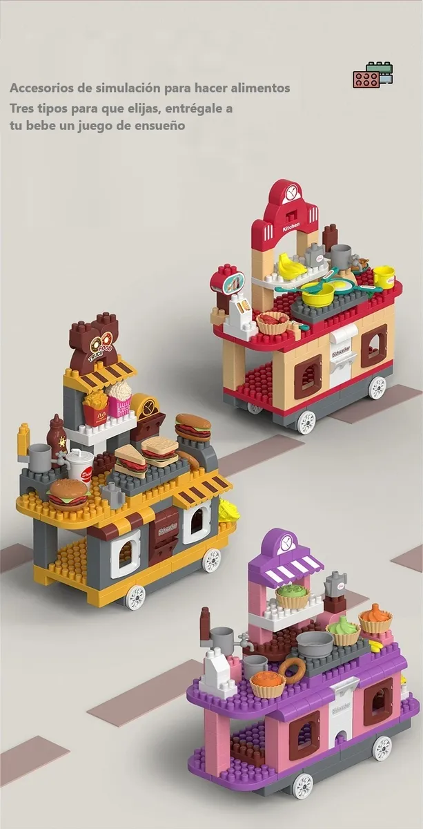 Bloques Didacticos Para Niños De Cocina 116pcs Heladeria - Imagen 5