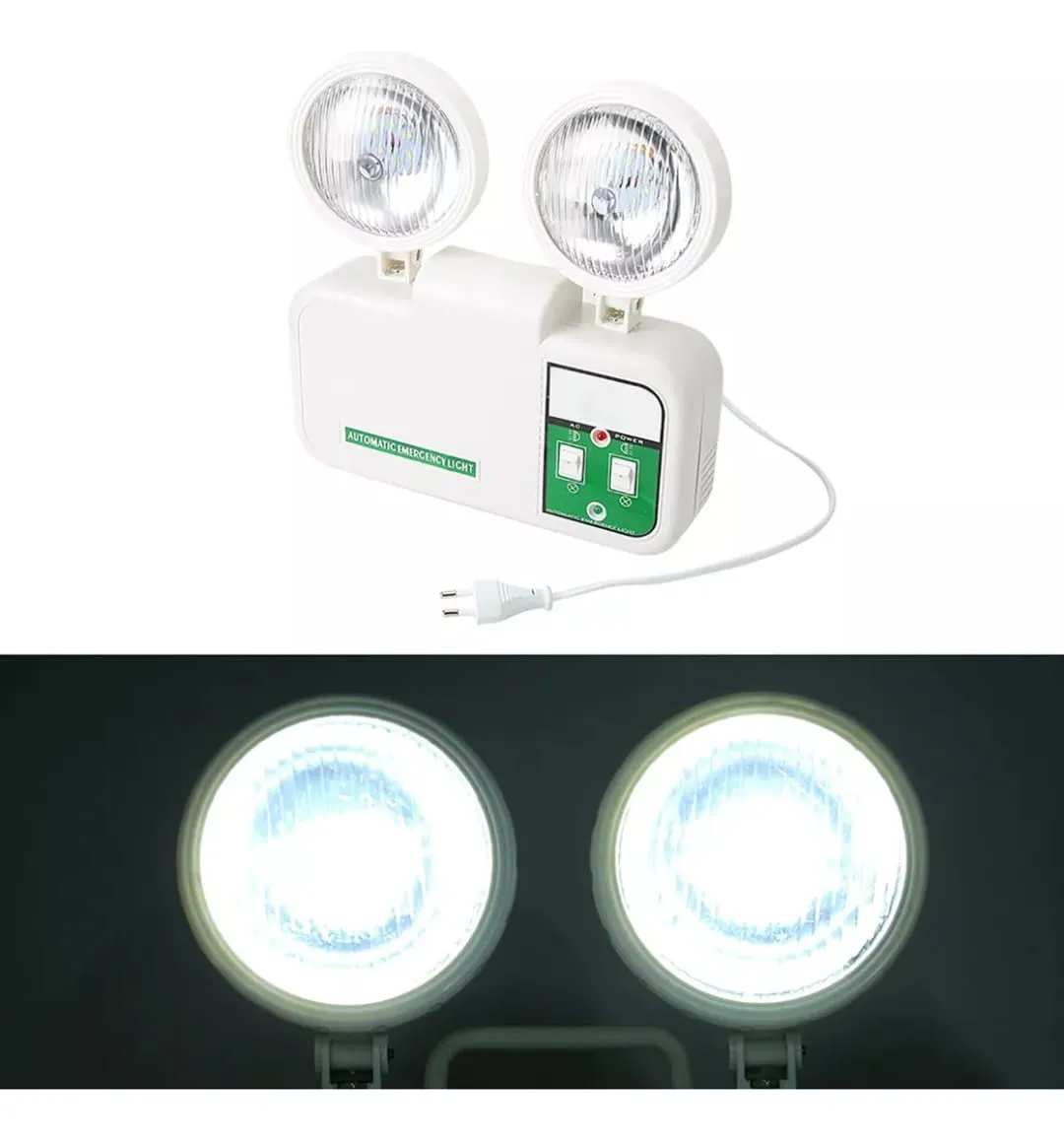 Lampara Led De Emergencia Con Doble Foco 2w Luz Blanca - Imagen 6