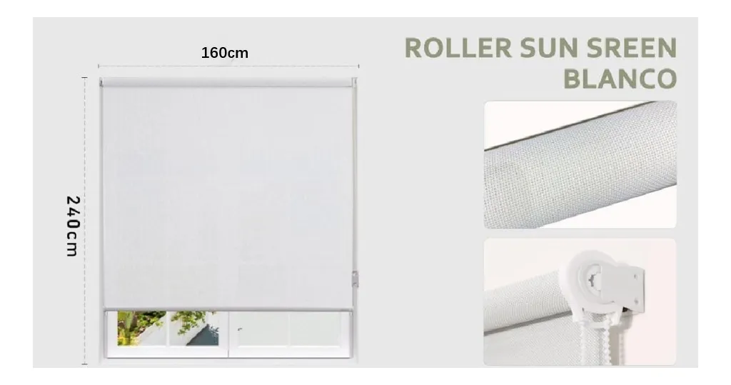 Persianas Cortinas Roller Sunscreen Blinds Tejido 160x240cm - Imagen 9