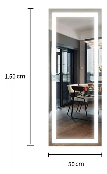 Espejo Rectangular Cuerpo Entero Con Luz Led Blanco Frio - Imagen 3
