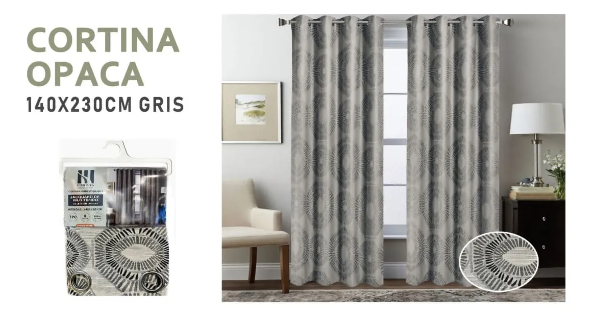 Cortina Con Diseño 140x230 De Hilo Teñido Opaca 1pc - Imagen 2