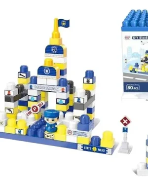 Juego Bloques Construcción Estación De Policías 80pcs Azul