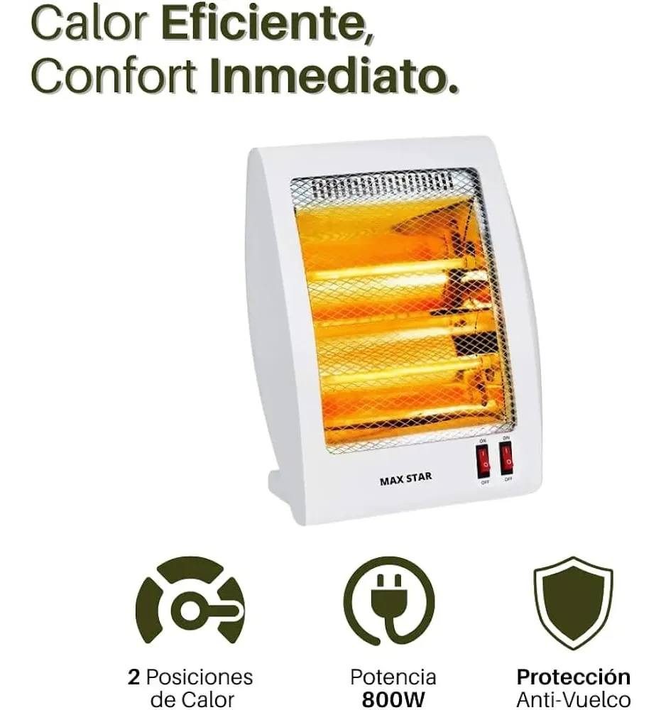 Estufa Calefactor 2 Niveles De Calor 800w - Imagen 4