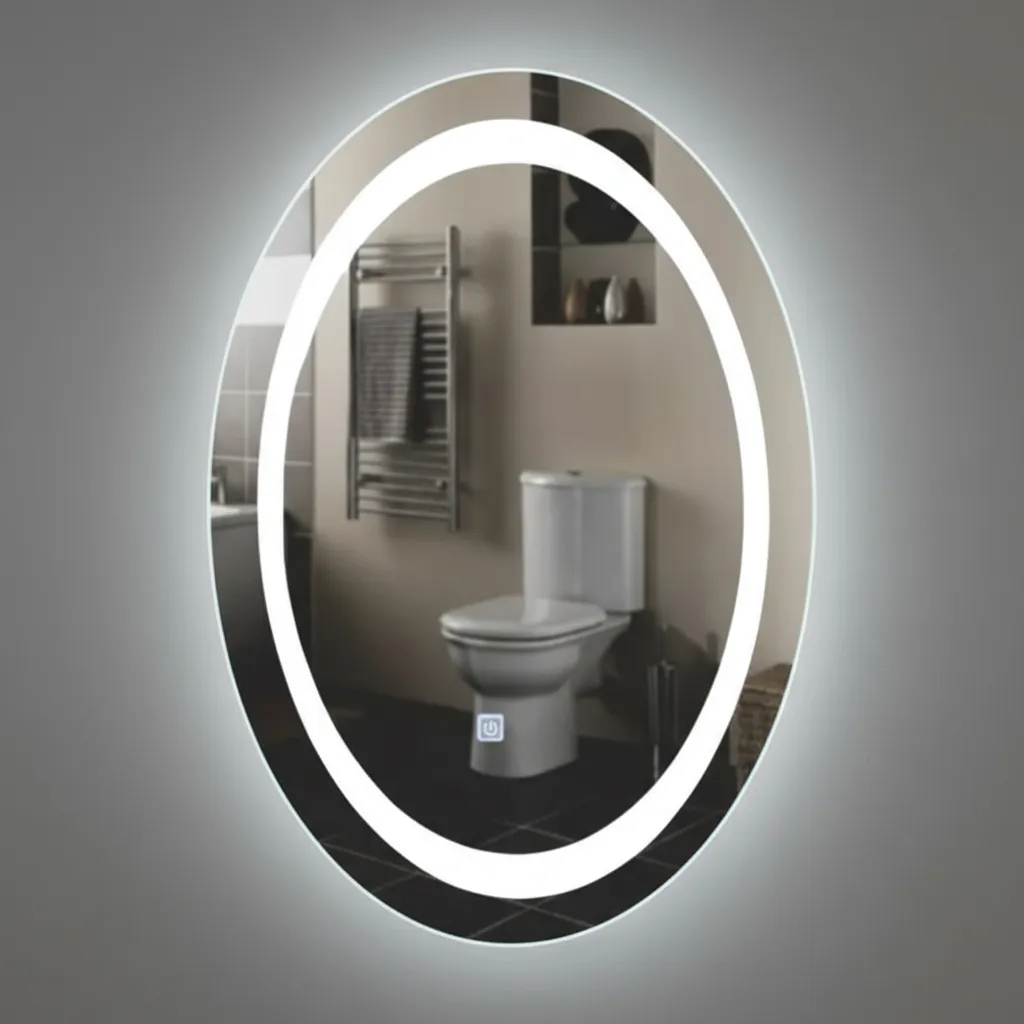 Espejo De Pared Ovalado Con Luz Led Blanco Frío - Imagen 2