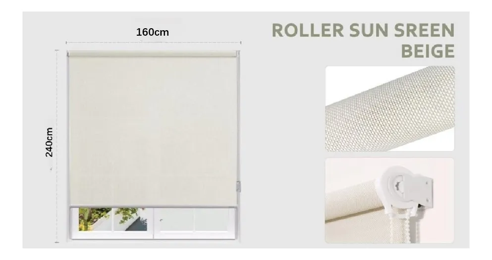 Persianas Cortinas Roller Sunscreen Blinds Tejido 160x240cm - Imagen 6