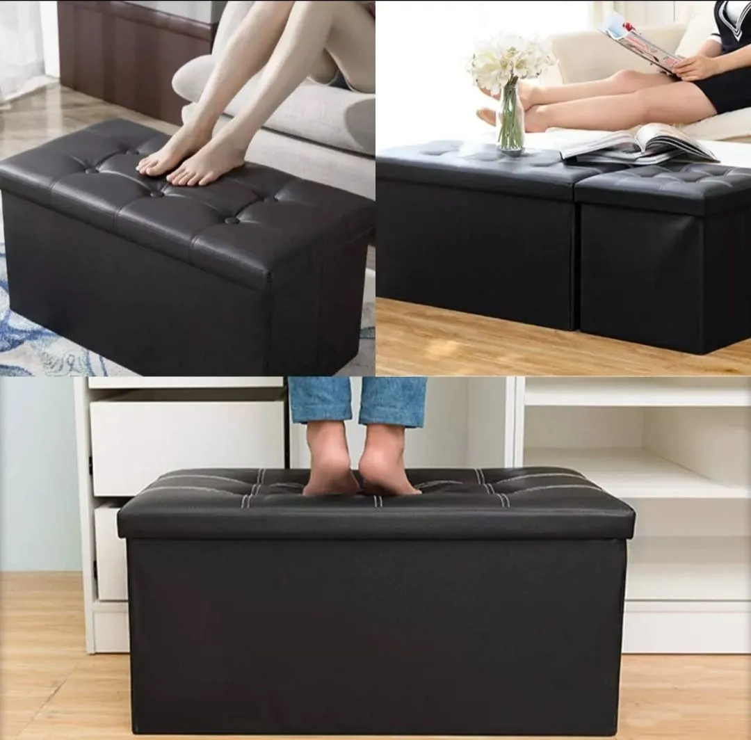 Organizador Sillón Baúl Plegable En Cuero Sintetico - Imagen 6