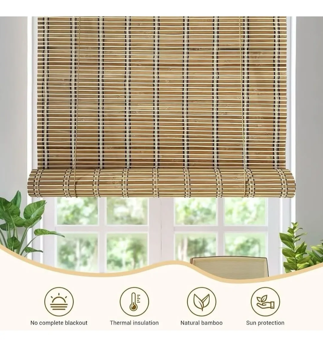 Cortina Enrollable De Bambú Decorativa Resistente 150x200cm - Imagen 9