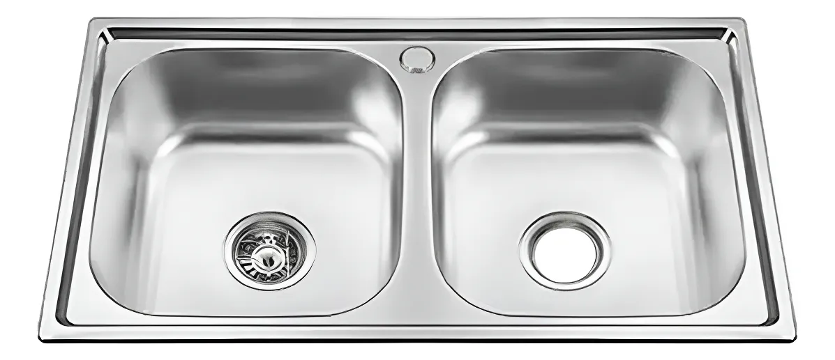 Lavaplatos Doble Empotrado De Acero Inoxidable 78x43 Cm