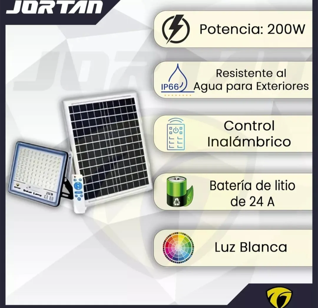 Focos Solares Potentes 200w Ip66 Jortan - Imagen 3