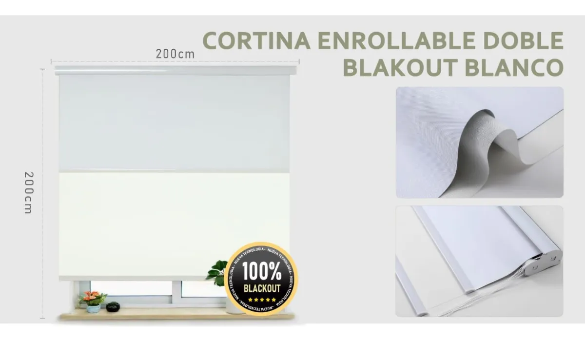 Cortina Roller Enrollable Duo Liso Black Out 200-200 - Imagen 11