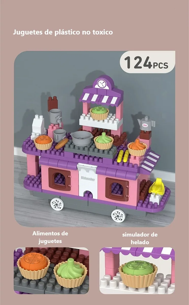 Bloques Didacticos Para Niños De Cocina 116pcs Heladeria - Imagen 4
