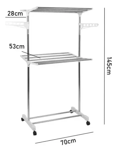 Tendedero Plegable De Ropa Perchero Movil Acero Inoxidable - Imagen 2