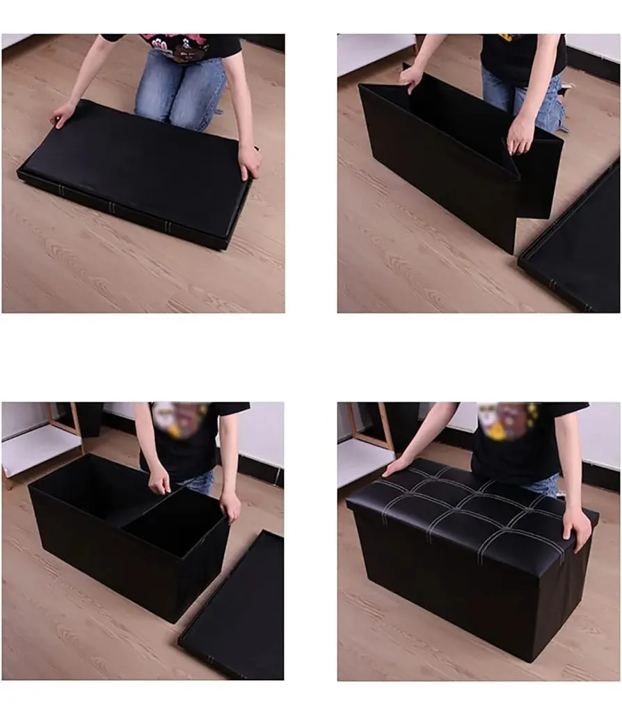 Organizador Sillón Baúl Plegable En Cuero Sintetico - Imagen 4