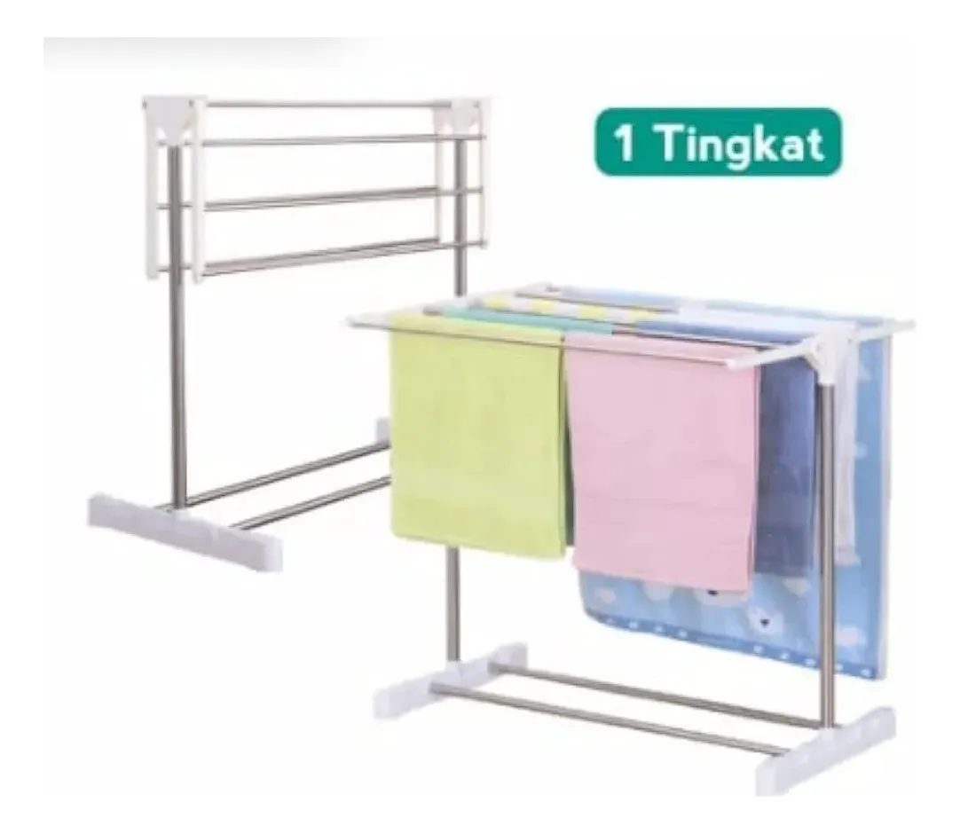 Tendedero Plegable De Ropa Perchero 70x74cm Acero Inoxidable - Imagen 5