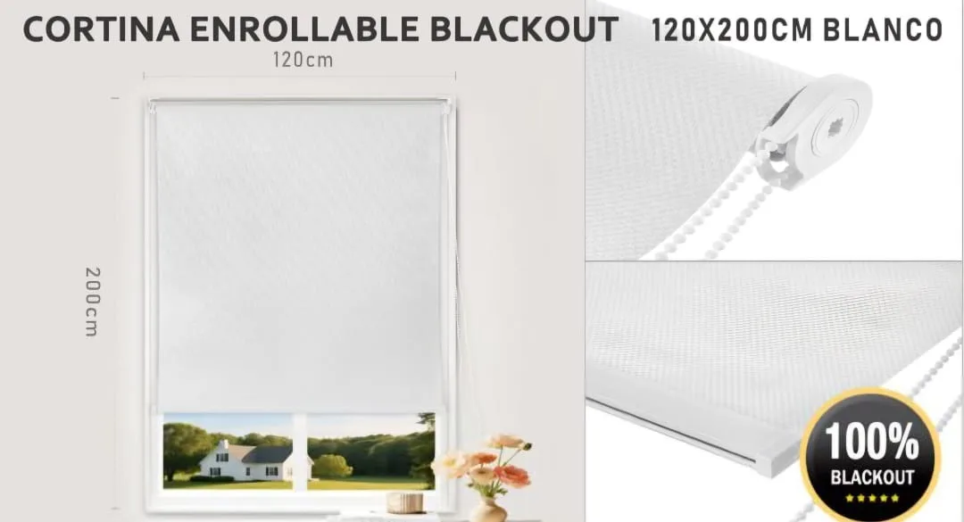 Cortina Roller Persiana Enrollable Black Out 120x200cm - Imagen 11