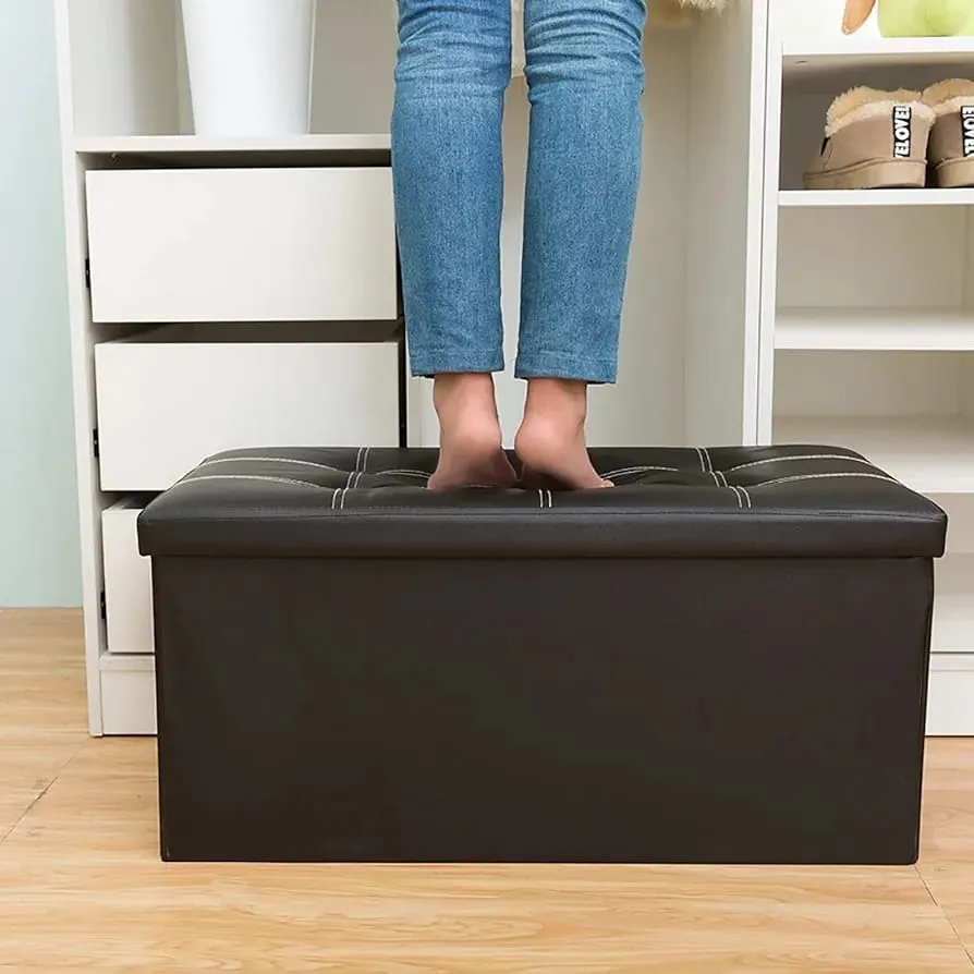 Organizador Sillón Baúl Plegable En Cuero Sintetico - Imagen 8