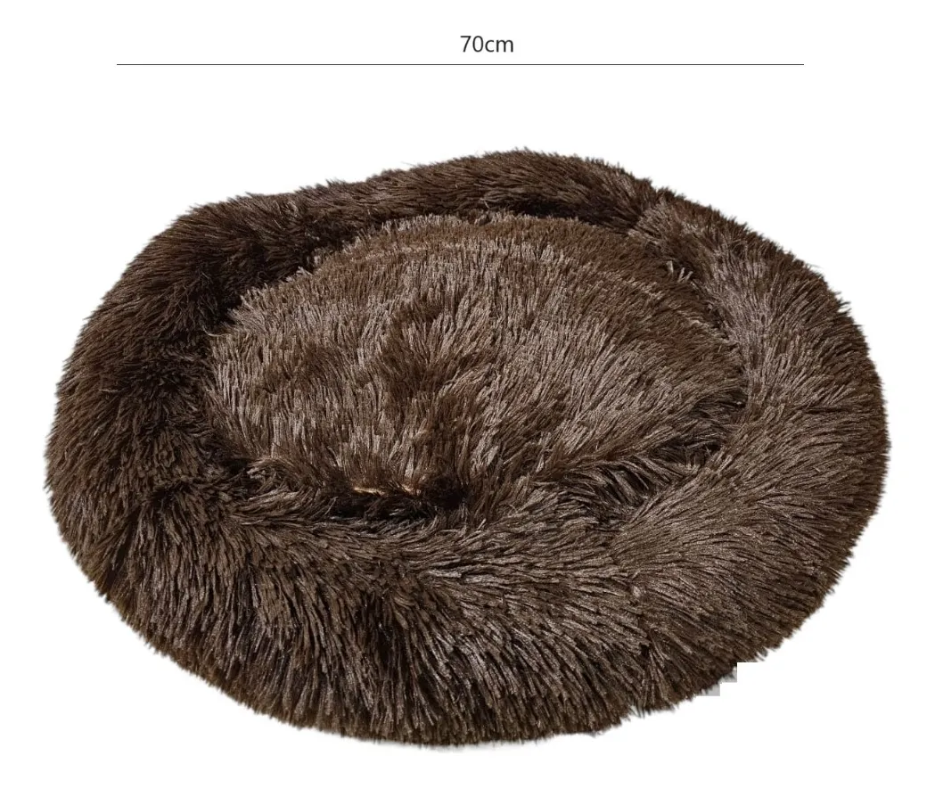 Cama Redonda De Felpa Antiestrés Para Mascotas 70cm