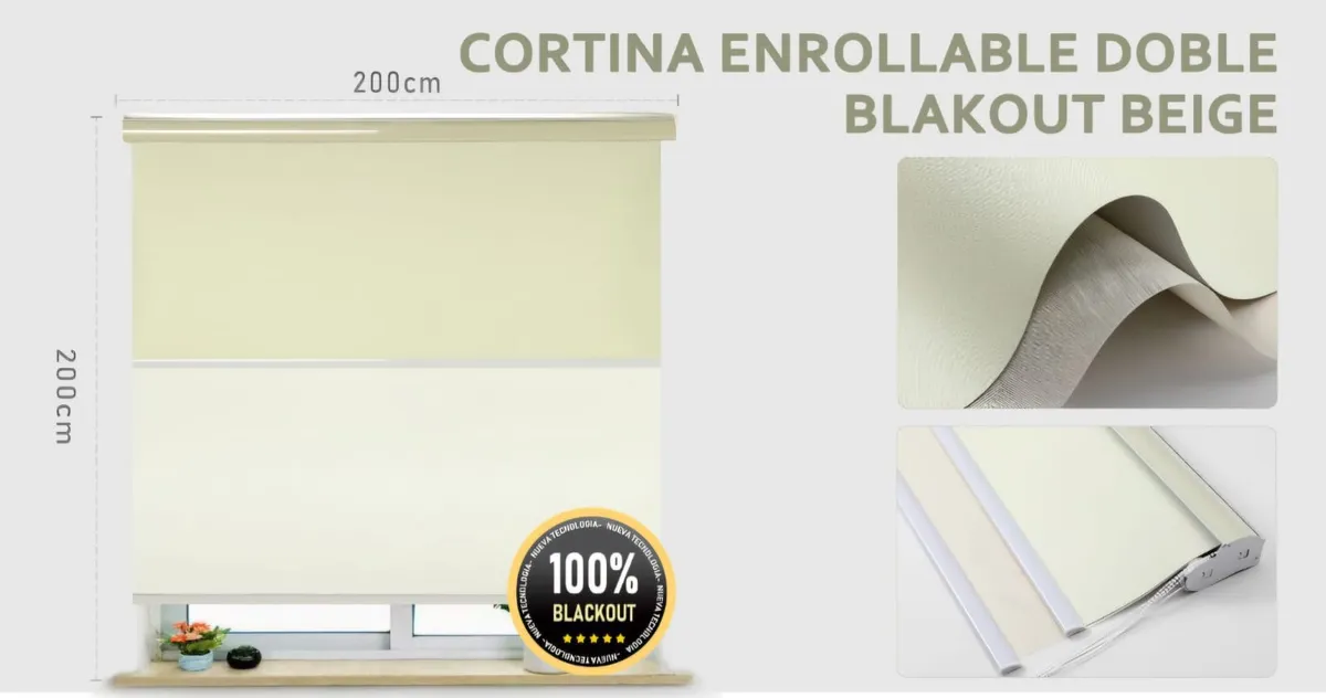 Cortina Roller Enrollable Duo Liso Black Out 200-200 - Imagen 6