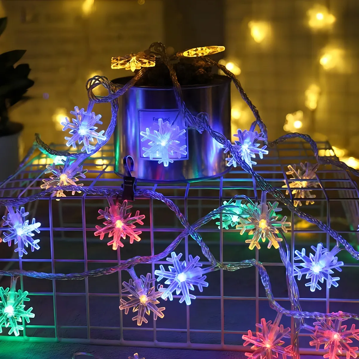 Luces Led Navideñas Diseños Multicolor 3.5m 20 Focos Luces Multicolor Copos De Nieve - Imagen 4