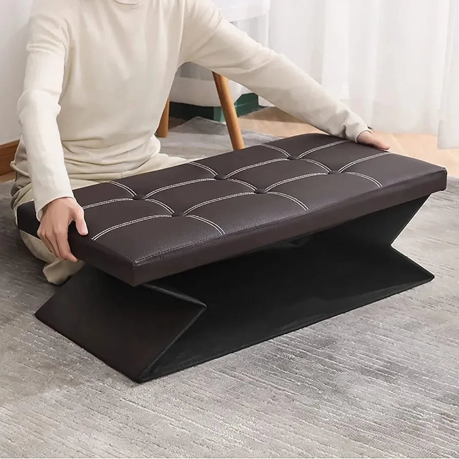 Organizador Sillón Baúl Plegable En Cuero Sintetico - Imagen 3