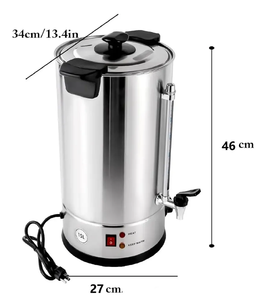 Termo Hervidor Eléctrico Acero Inoxidable 15 Lts - Imagen 2