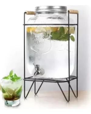 Dispensador De Bebidas Cuadrado Vidrio Con Base De 5 litros