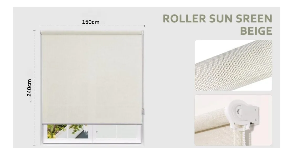 Persianas Cortinas Roller Sunscreen Blinds Tejido 150x240cm - Imagen 9
