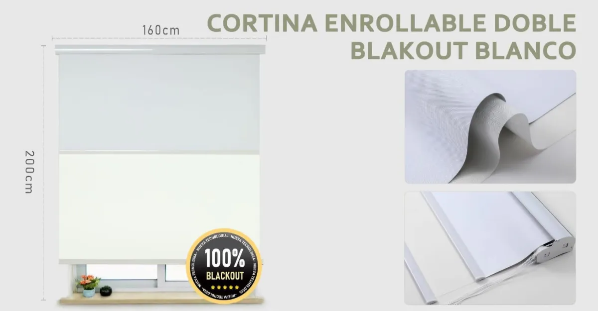 Cortina Roller Enrollable Dúo Liso Black Out 160cm x 200cm - Imagen 12