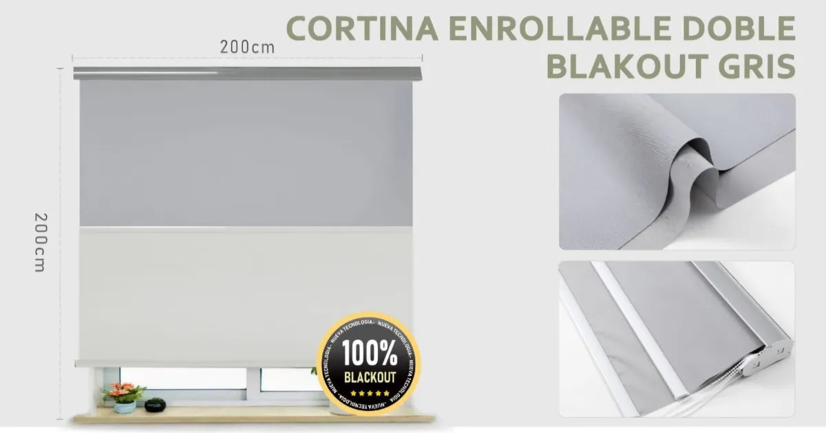 Cortina Roller Enrollable Duo Liso Black Out 200-200 - Imagen 16