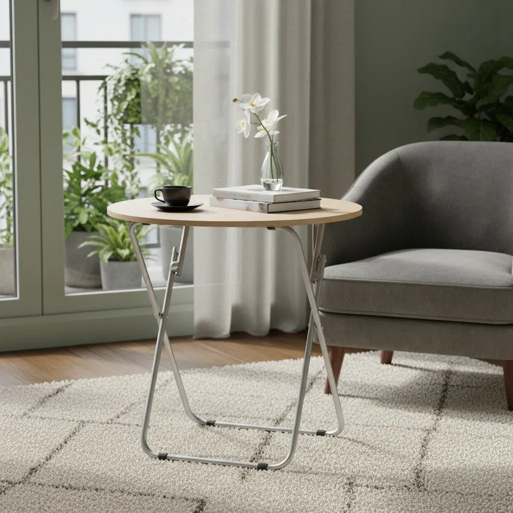 Mesa Plegable Portatil Multiusos Redonda 60x62cm