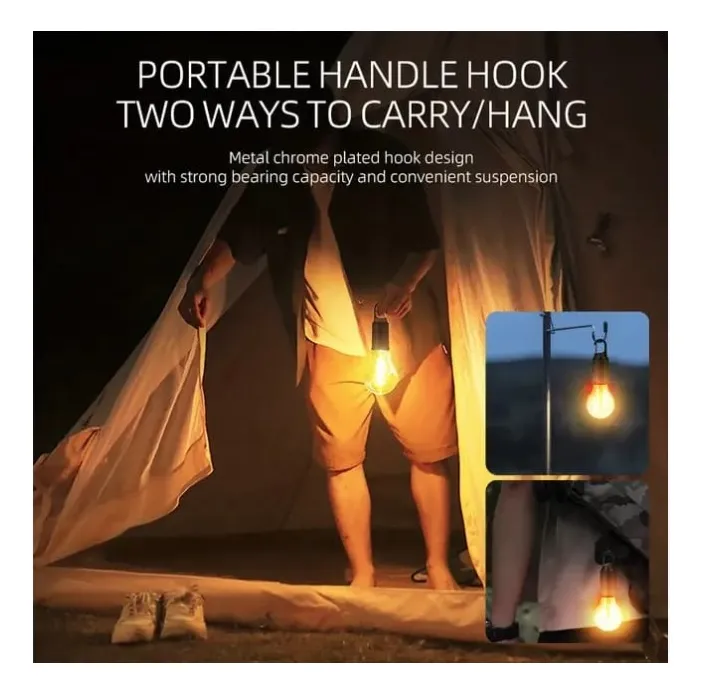 Ampolleta Led Recargable Tipo C Para Camping Luz Cálida - Imagen 5