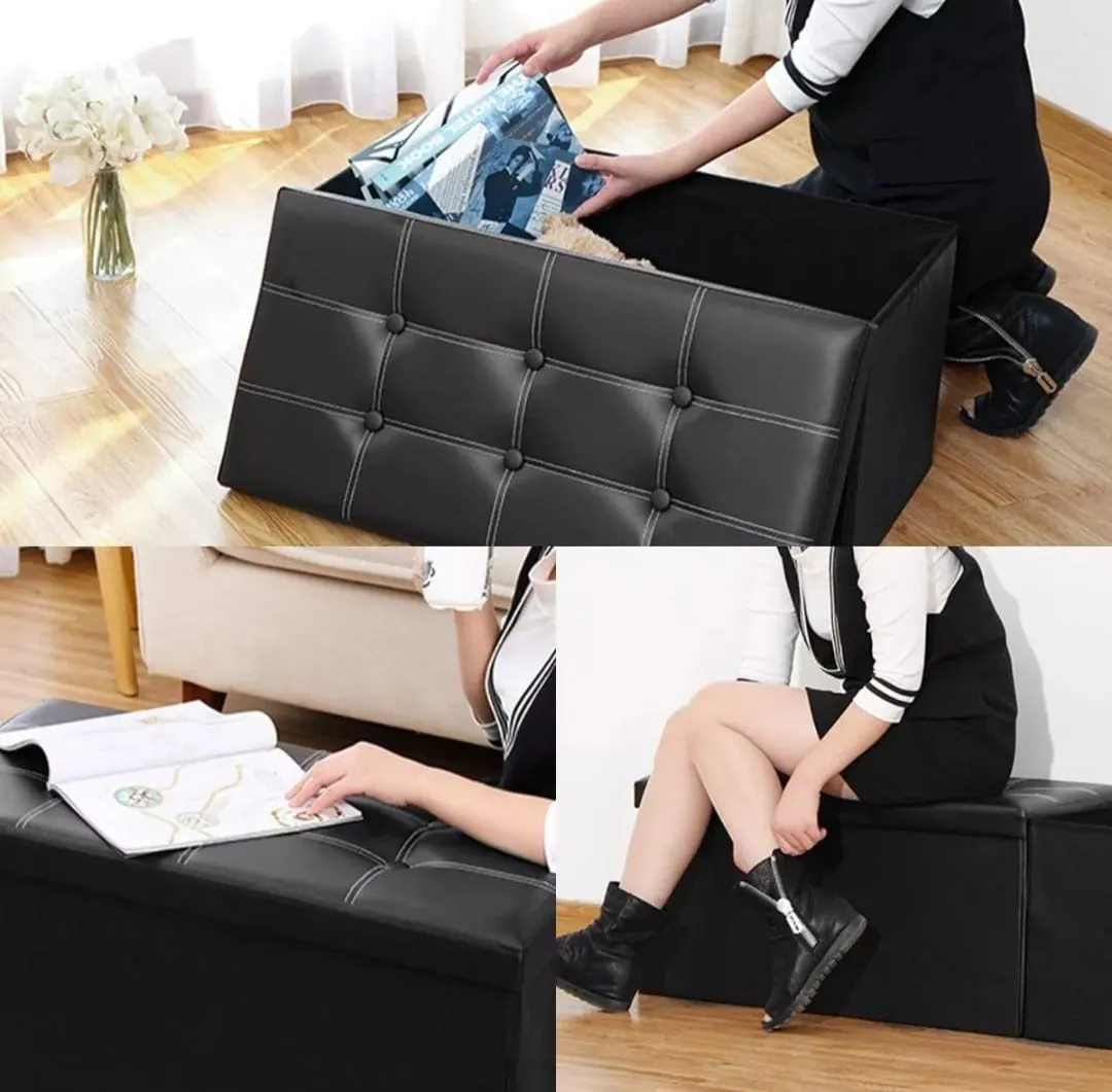 Organizador Sillón Baúl Plegable En Cuero Sintetico - Imagen 5