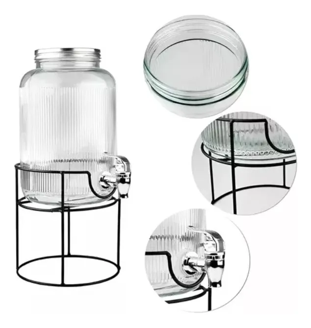 Jarros De Vidrio Dispensador De Bebidas Con Atril 5.5l - Imagen 5