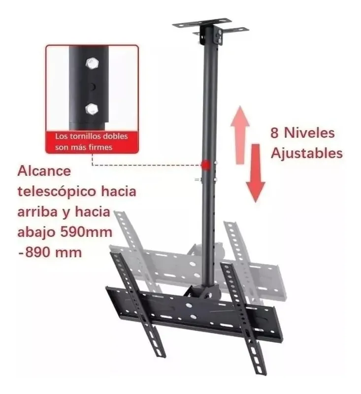 Soporte De Techo Para Tv/monitor De 26 -60 Negro/360° - Imagen 9