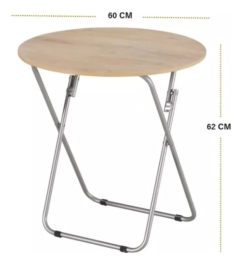 Mesa Plegable Portatil Multiusos Redonda 60x62cm - Imagen 2