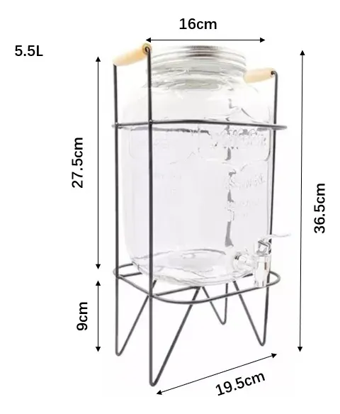 Dispensador De Bebidas Cuadrado Vidrio Con Base De 5 litros - Imagen 3