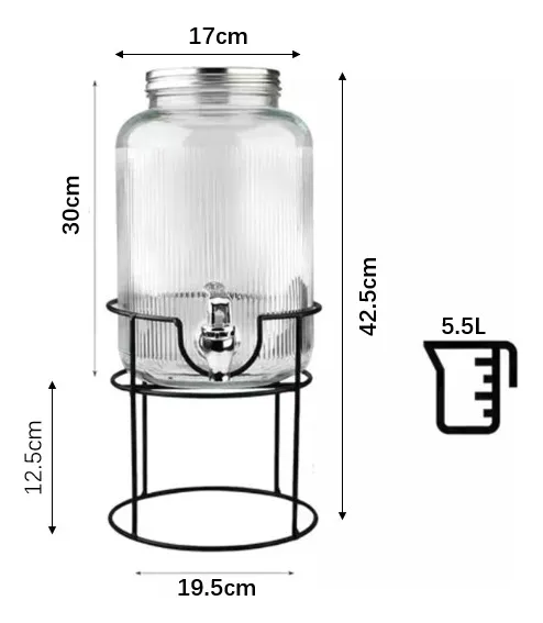 Jarros De Vidrio Dispensador De Bebidas Con Atril 5.5l - Imagen 4