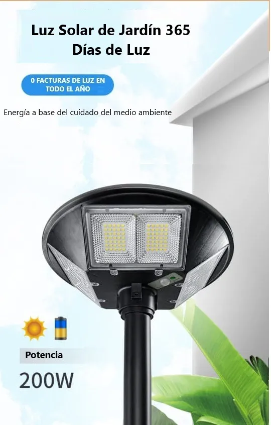 Foco Solar Exterior Sensor Oscuridad 200w Ip66 Jortan - Imagen 4