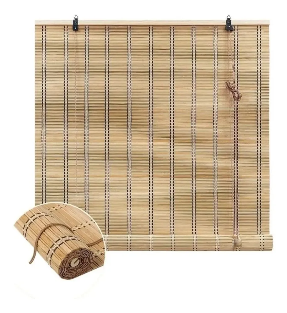 Cortina Enrollable De Bambú Decorativa Resistente 150x200cm