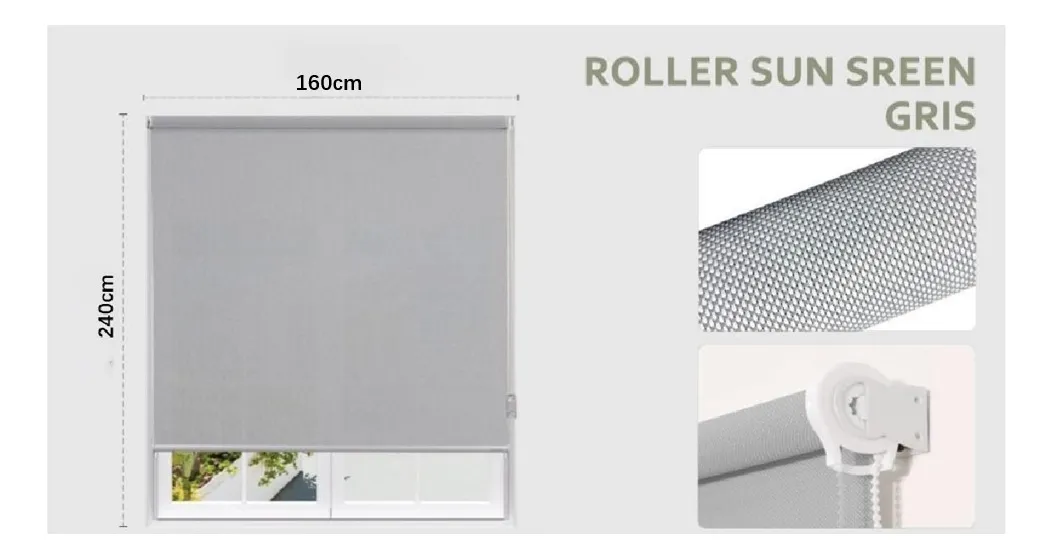 Persianas Cortinas Roller Sunscreen Blinds Tejido 160x240cm - Imagen 3