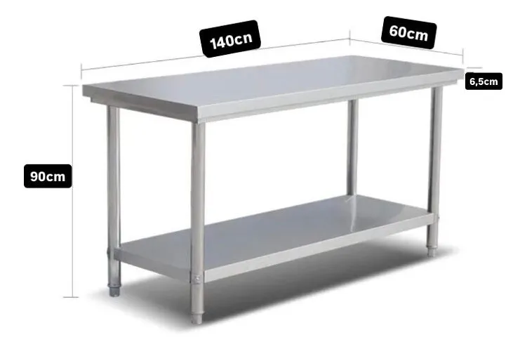 Mesón Metálico Cocina Multiuso Acero Inoxidable 140x60x90cm - Imagen 2