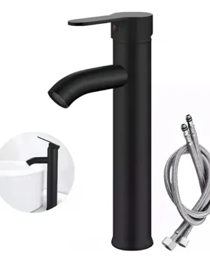 Llave Grifo Monomando Baño Acero Acabado Negro Mate 30,5cm
