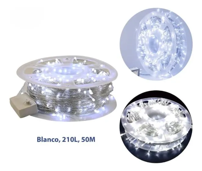Carrete Luces Led Para Navidad 50m Cable Transparente 210 - Imagen 3